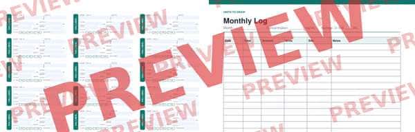 Watermarked, low-resolution partial preview: Bundle: label sheet and monthly log