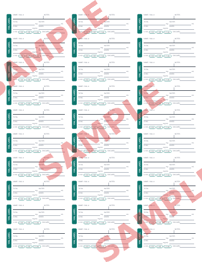 Low-resolution SAMPLE-watermarked preview of a Vial Label Pack sheet
